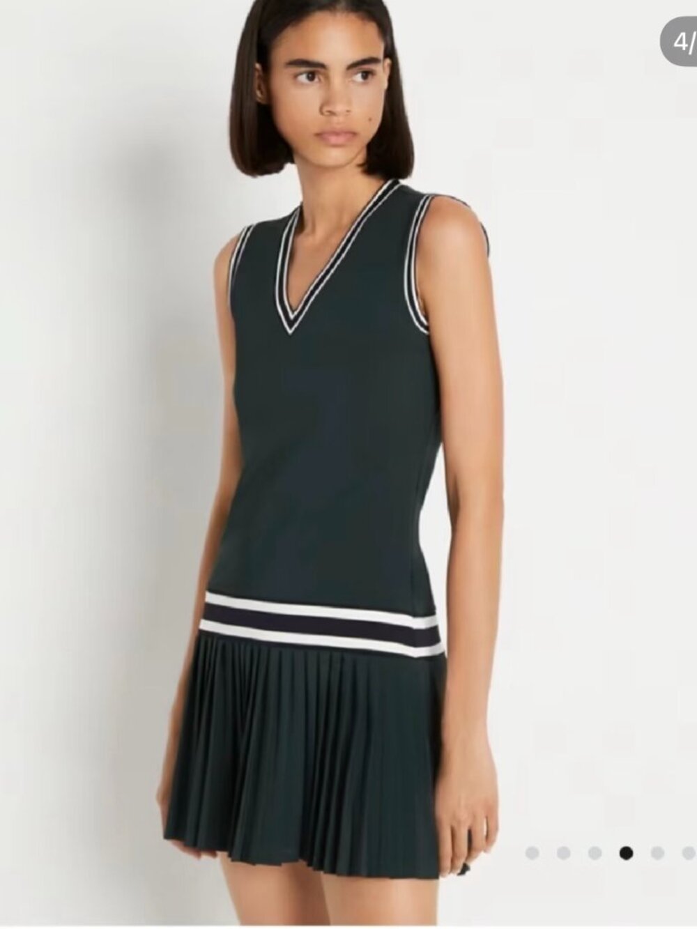 Tory Burch Green PERFORMANCE JERSEY V-NECK TENNIS DRESS S